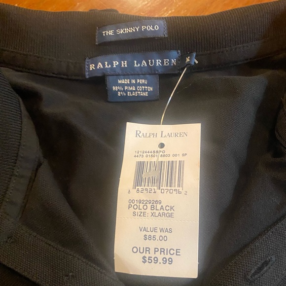 Skinny Polo by Ralph Lauren NWT Black - Picture 2 of 3